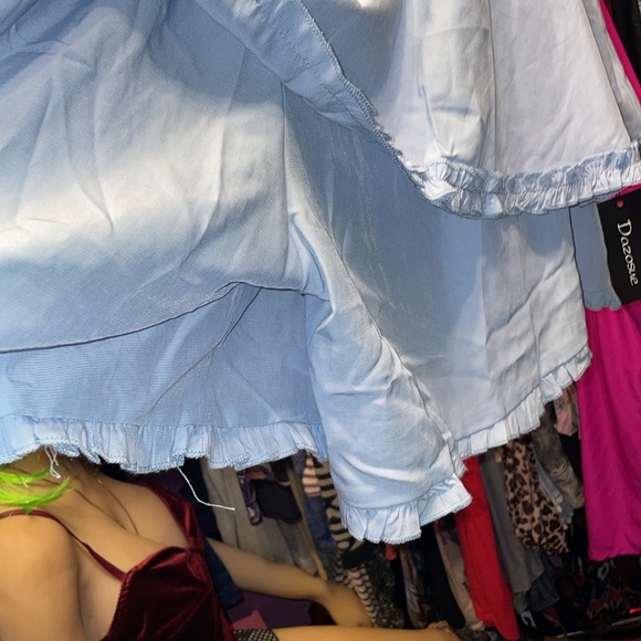 NWT NEW blue dual layer roper but looks like dress strapless frilly bodycon - Picture 10 of 11